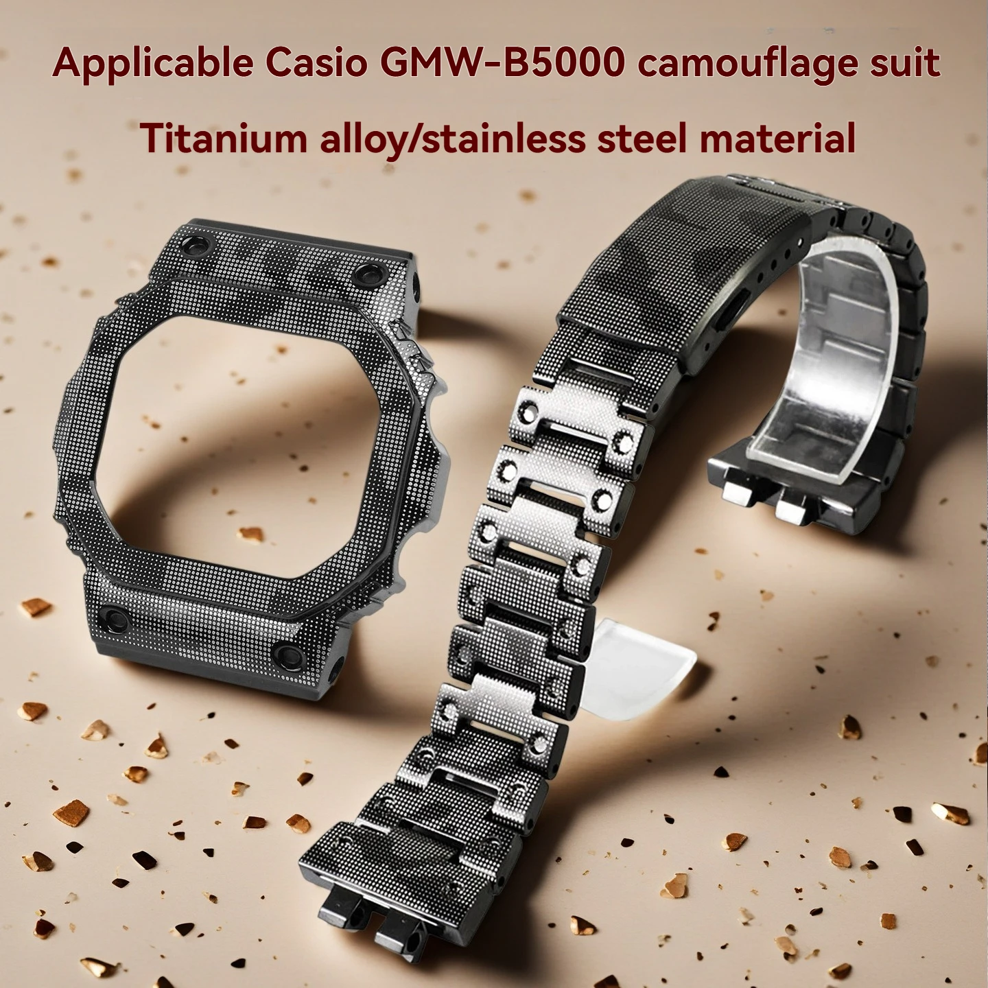 High-Quality GMW-B5000 Stainless Steel Camouflage Titanium Case Kit for Casio 35th Anniversary G-SHOCK Watch Straps