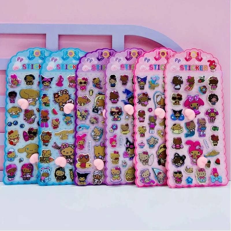 

72pcs Kawaii Black Leather 3d Pp Sticker Diy Mobile Phone Case Decoration Children'S Stress Relief Diary Sticker Stationery Gift