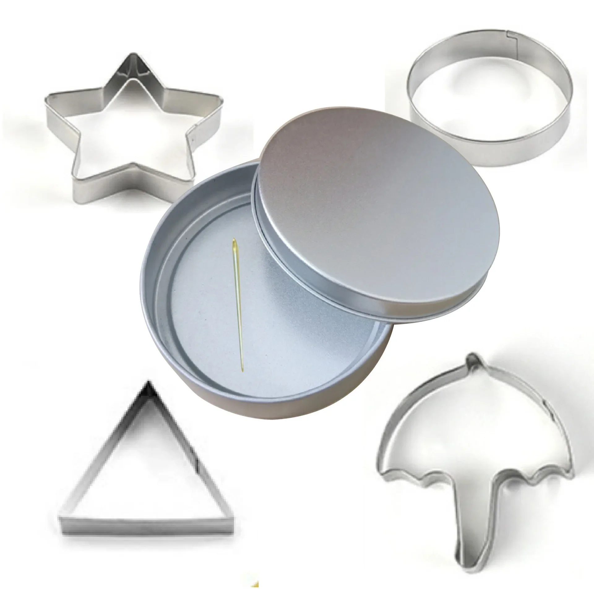 Игровой зонт, круглый треугольник, пентаграмма, формы для печенья из нержавеющей стали, железная коробка для сахарного печенья, пуговицы, формы для конфет