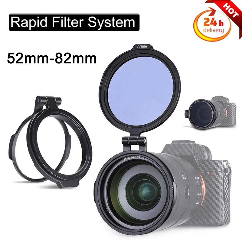 

RFS ND Filter Rapid Filter System DSLR Camera Accessory Quick Switch Bracket for 58/62/72/77/82mm DSLR Lens Adapter Flip