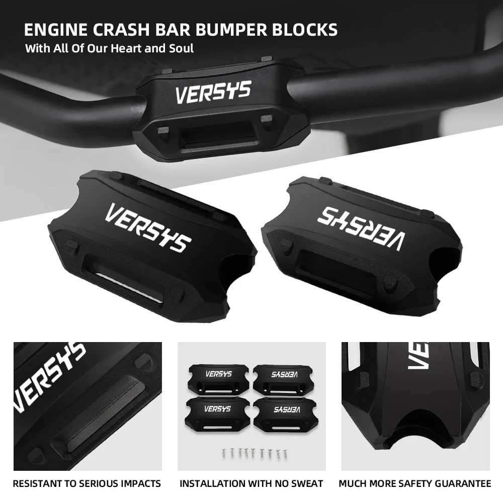 For Kawasaki Versys650 Versys1000 Versys300X 2023 VERSYS All years 25mm Bumper Engine Guard Protector Block Crash Bar Decorative