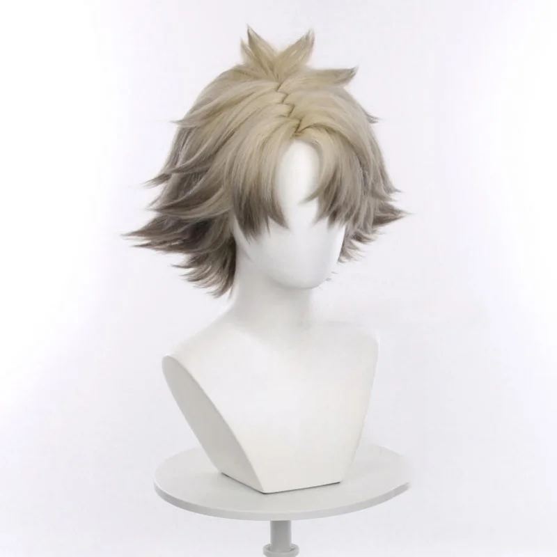 Anime Gachiakuta Rudo Surebrec Cosplay Perücke Kurze stachelige blonde Haare mit braunen Wurzeln Synthetische Perücken für Männer Frauen Party Halloween