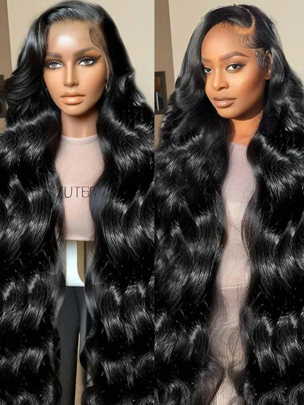 

Body Wave 13x4 HD Lace Frontal Wigs 100% Human Hair Brazilian 46 Inch Natural Black Wig Lace Front Human Hair Wigs For Women