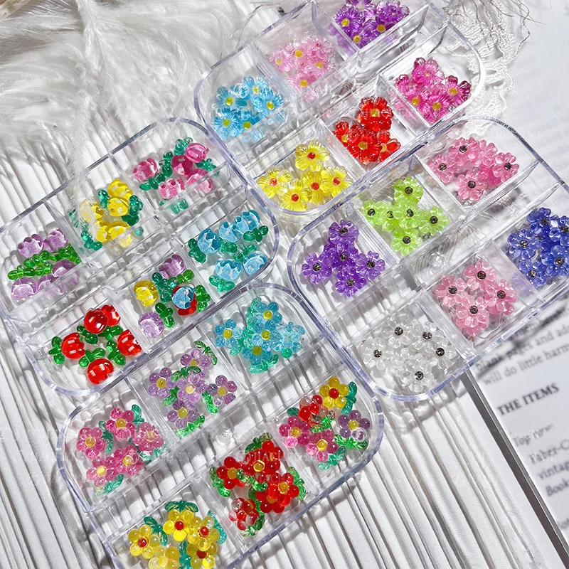 30Pcs/20 Pcs Summer INS Korean Style Cute Tulips Bright Petals Small 3D Flowers Resin Fresh Nail Jewelry DIY Nail decoration