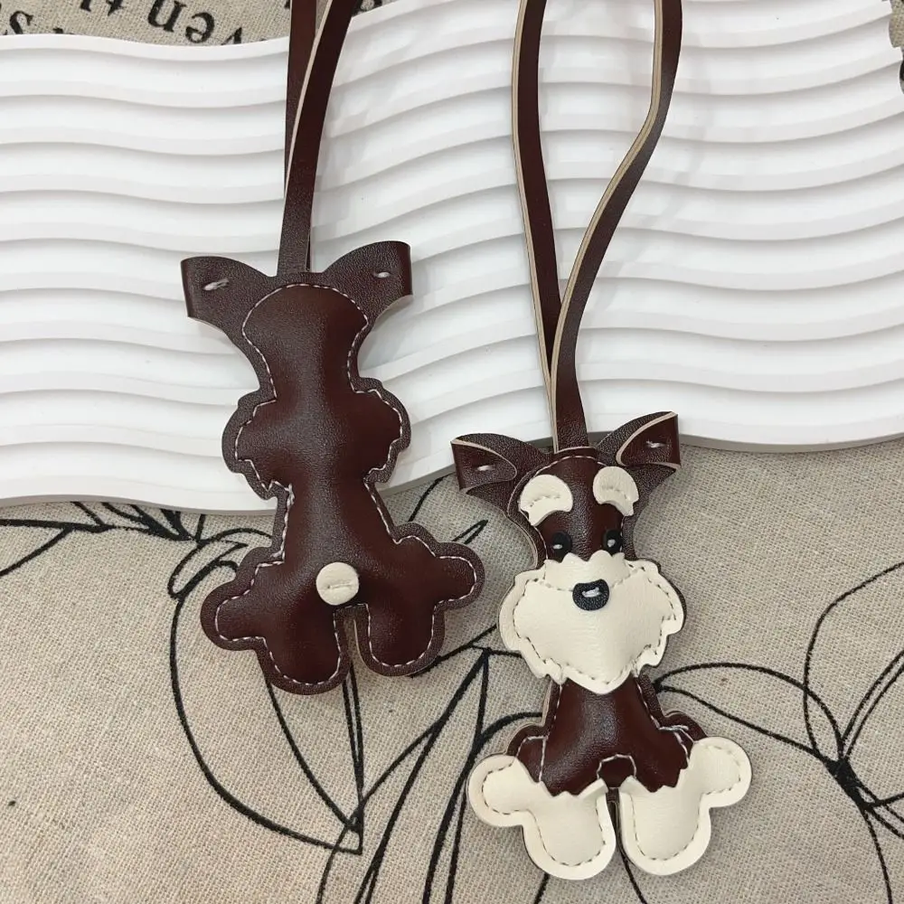 Multi-color PU Leather Schnauzer Keychain Cute Puppy Animal PU Leather Hanger Cartoon Dog Bag Pendant Women