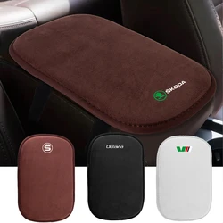 Car Accessories Suede Leather Armrest Mat Arm Rest Protection Cushion Auto Armrests for Skoda S Fabia Superb Octavia Karoq VII