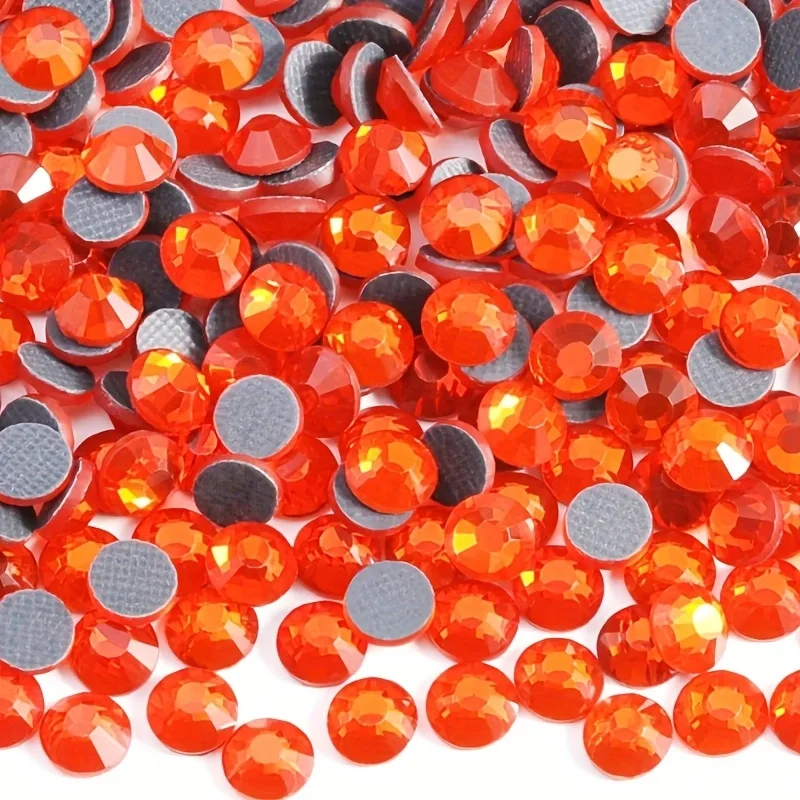 DMC Hotfix Rhinestones Orange/Lt.Siam/Dark.Siam/Lt.Pink SS6-SS20 Flatback Glass Hotfix Rhinestone Stones For Garment Shoes DIY