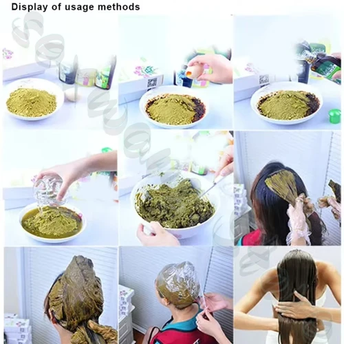 Imagen 2 del producto Tinte para el cabello con planta de henna natural pura, cubre el cabello gris, nutre el cuero cabelludo, calma los folículos capilares, mejora la bifurcación, 250g/500g