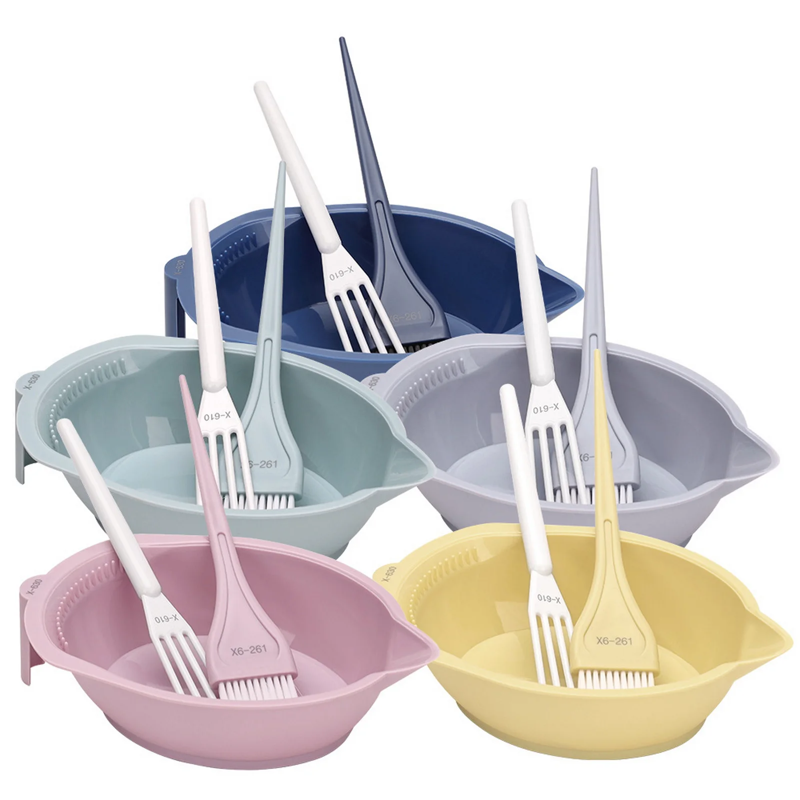 PP Hair Dye Mixing Bowl Set With Brush Tools Chemical Resistant 300ml Non Slip Base Easy Clean Kit For Salon and Home Use