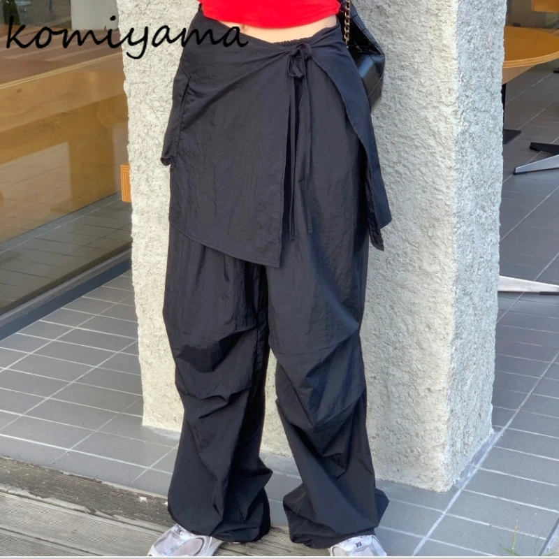 

Casual Pantalones Mujer High Waist Women Pants Spring Autumn Women 2024 New Ropa Solid Color Roupas with Lace-up Skirt