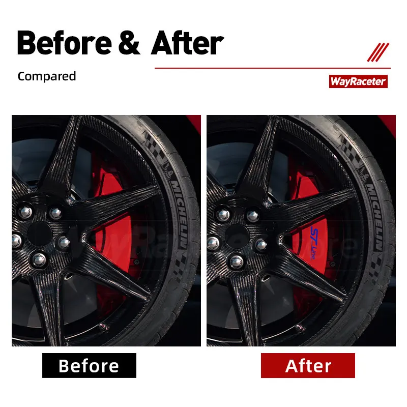 6 Stück reflektierende Hochtemperatur-wasserdichte Auto-Bremssattelaufkleber für Ford ST Line Focus Fiesta Mondeo Fusion Kuga MK8 MK7 MK4 Edge