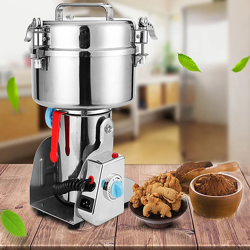 Moinho de farinha elétrico 2500g 220v/110v pulverizador comercial de grãos de café de ervas máquina de moer aço inoxidável