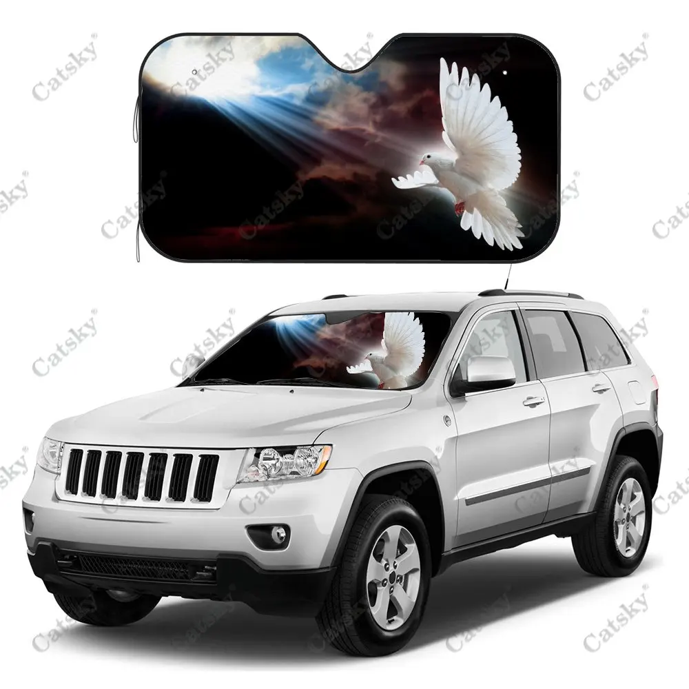 Soaring White Dove Animal Car Windshield Sunshade, Auto Accessories Front Windshield Sun Shade Blocks Uv Rays Sun Visor Protect