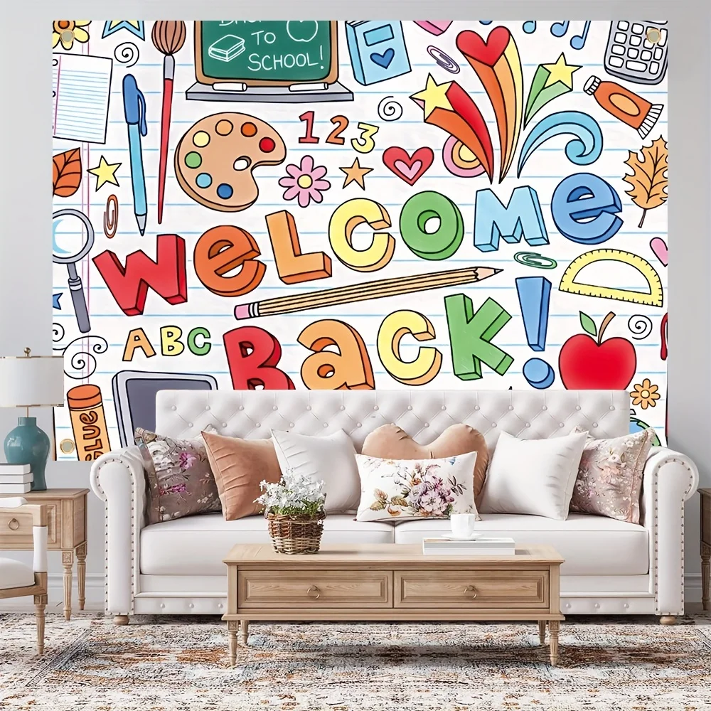 1 piece, welcome back to school theme background, traditional decoration, classroom and office culture banner