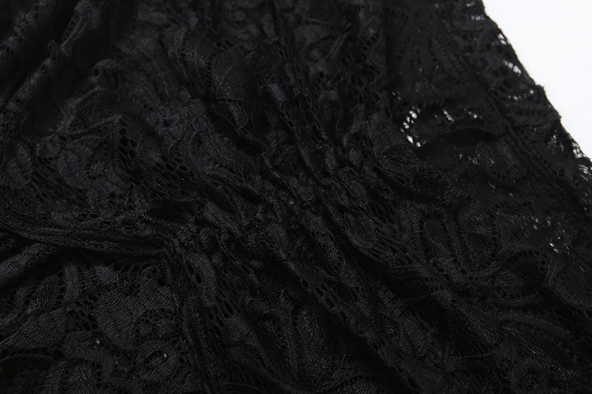 المرأة مثير انظر من خلال الدانتيل 2 قطعة مجموعة الجوف خارج كم طويل عارية الذراعين داخلية القمم + Ruched الشريط السراويل الضيقة كلوبوير البدلة #6