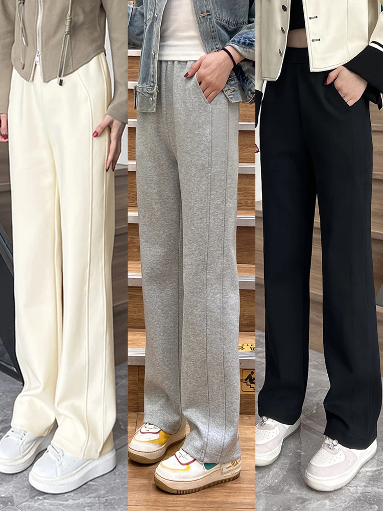 

High Waist Straight Leg Pants Women's Slim Fit Casual Drapey Loose Slimming Versatile Autumn 2026 New Space Cotton Trousers