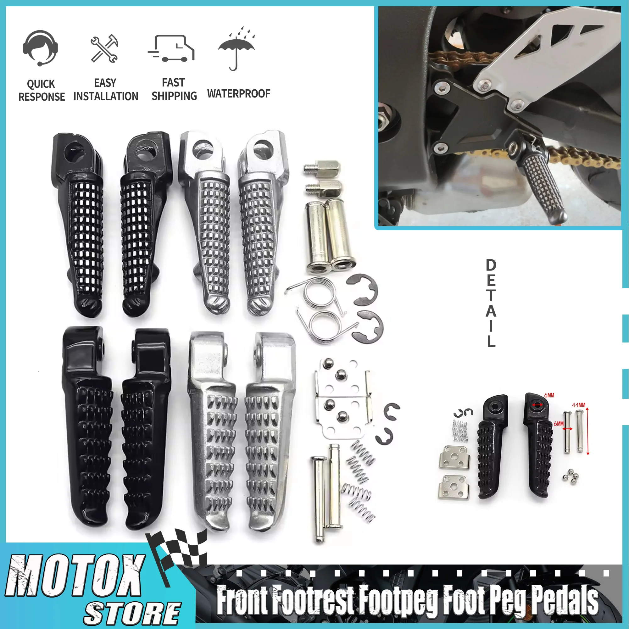 

Motorcycle Front Footrest Footpeg Foot Peg Pedals Fit Fit for KAWASAKI Z650 Z900 VERSYS-X 300 NINJA 650 NINJA 300 250 Z250 Z300