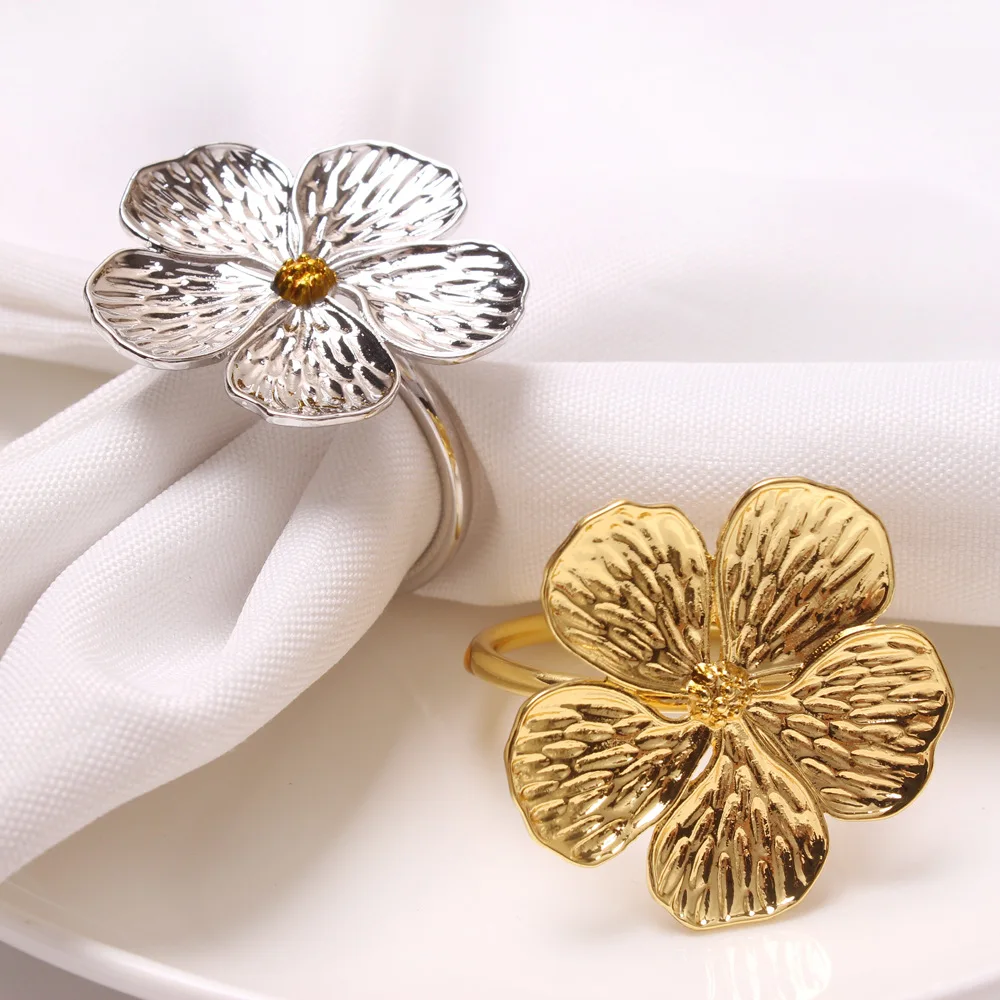 Plum Napkin Rings For Wedding Table Decoration  5 Petals Lucky Flower Napkin Rings Holder Party Supplies