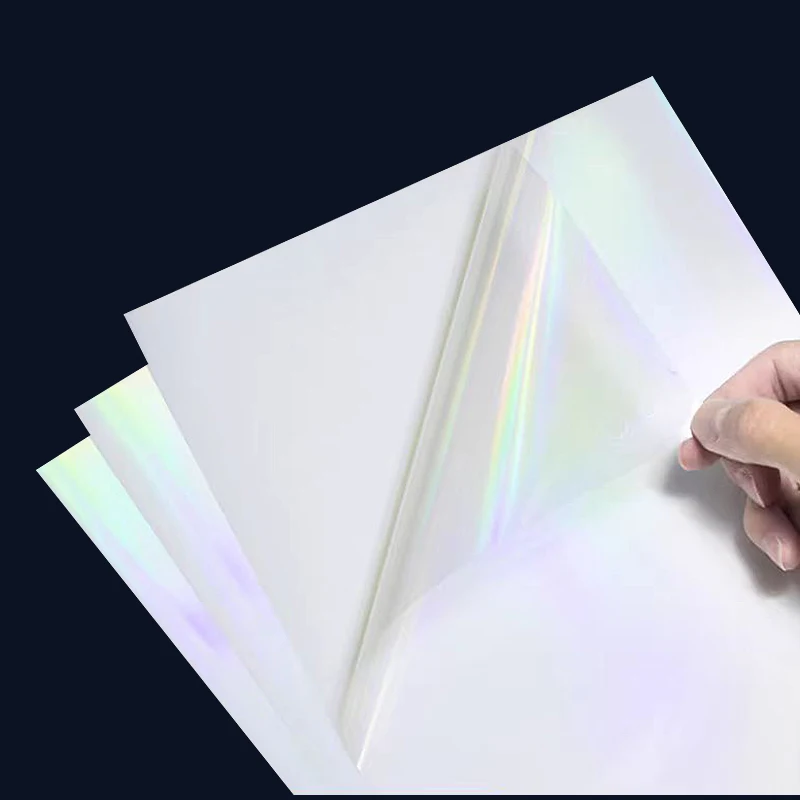 A4 Holographic Vinyl Sticker Paper Transparent  Laser  PET Adhesive Paper For Inkjet Printer Waterproof Anti-tear DIY