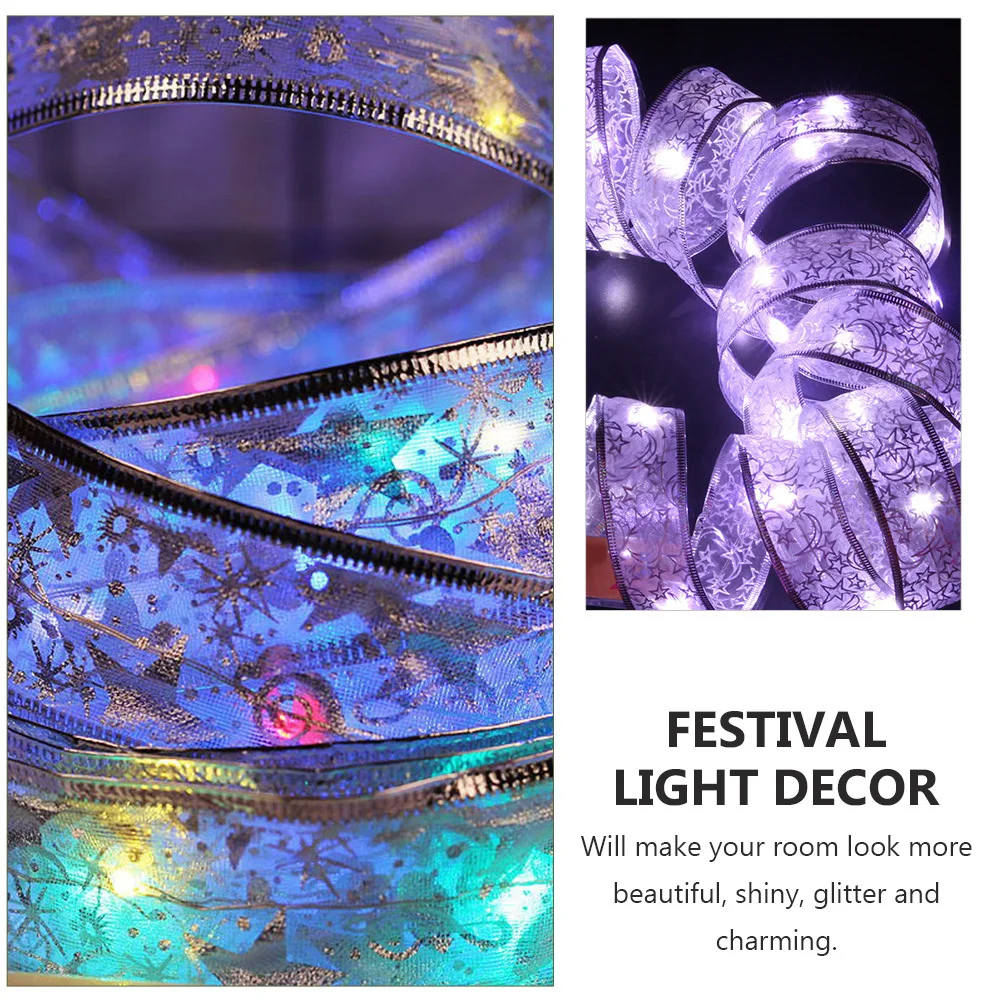 

1Pcs Holiday Gift Festival Ribbon String Light LED Decorative Lamp Party Night Scene Colorful Twinkle Lighting Xmas Festival