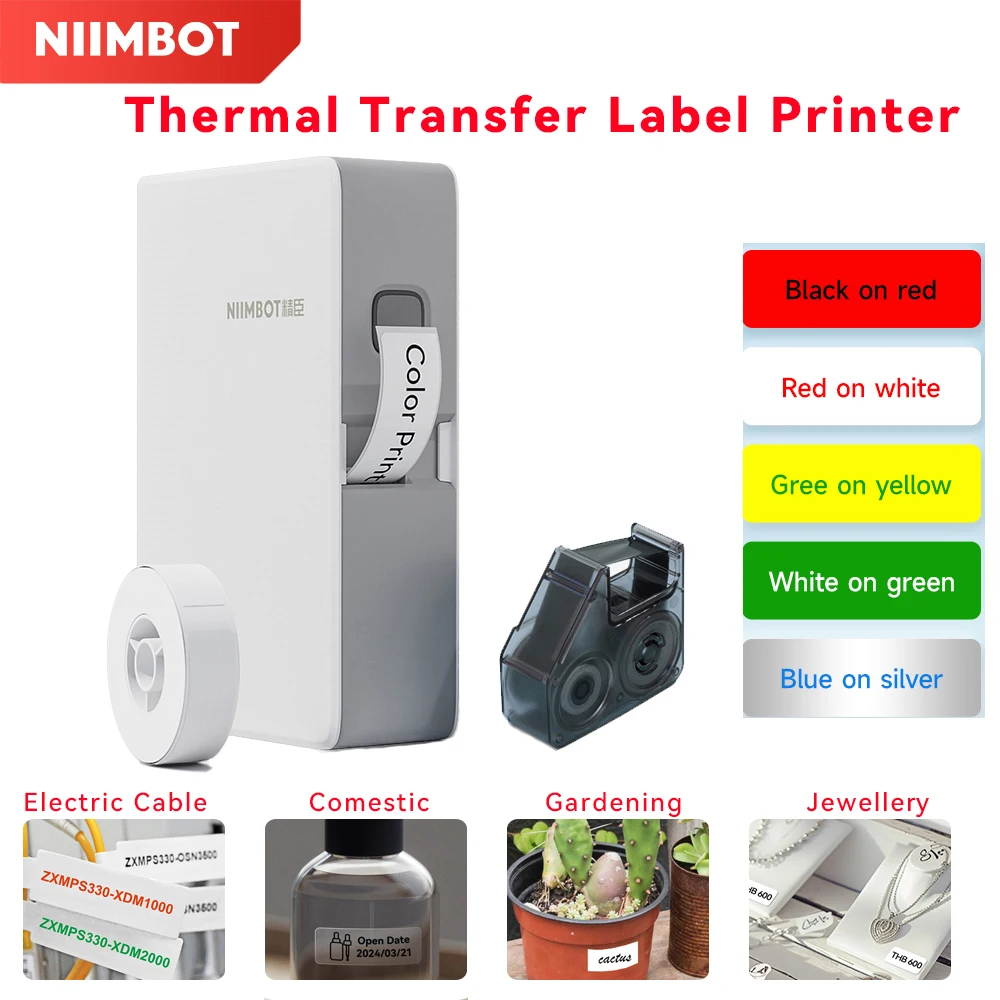 Niimbot-Imprimante d'étiquettes à transfert thermique, étiquette de prix auto-arina, mini étiqueteuse de jardin sans fil, étiqueteuse de câble avec ruban, B18