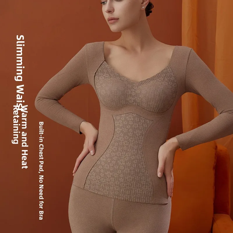 

Thickened Warmth Women's Thermal Top V-Neck Elastic Large Size Slimming Abdomen Outerwear Ready to Ship Polyester Fiber