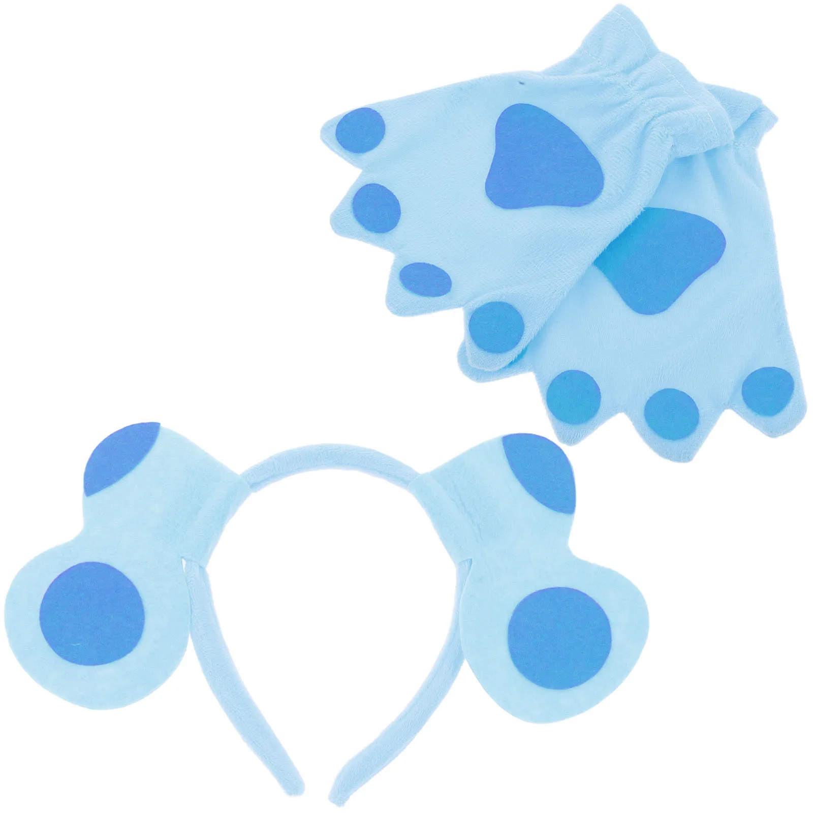 어린이용 강아지 귀 발바닥 의상 세트, 부드러운 털 동물 귀 머리띠, 따뜻한 코스프레 장갑, 할로윈 파티 액세서리