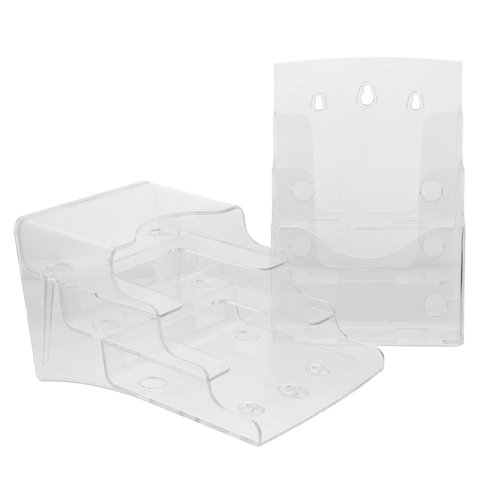 2Pcs Files Rack Transparent Stable MultiFunction Acrylic Brochure Holder Wall Mount Magazine Rack Pamphlets Display Card