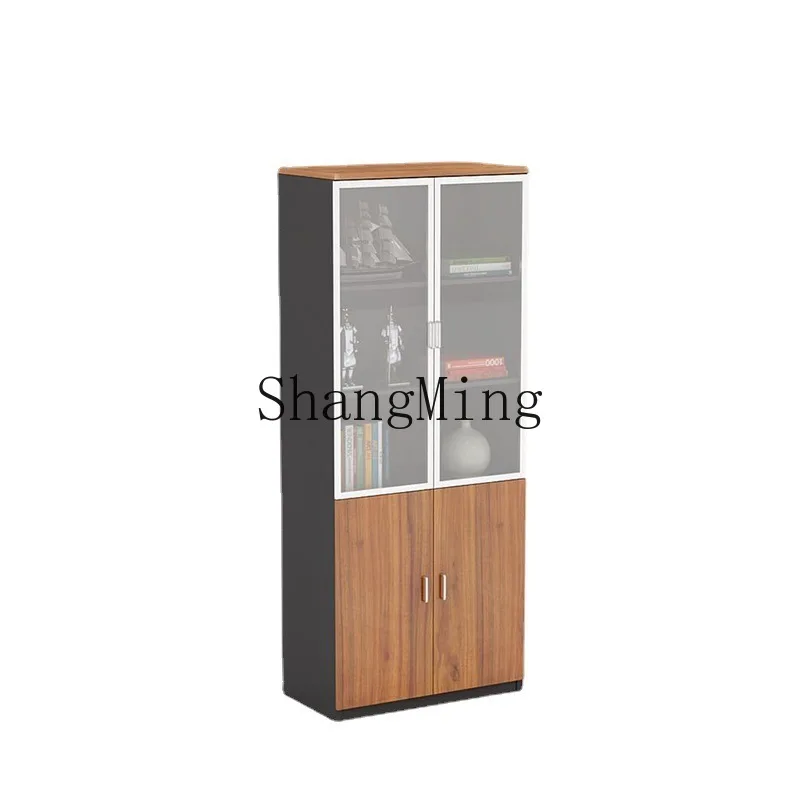 

FG office document floor-to-ceiling information cabinet with glass wooden wardrobe filing cabinet simple board bookcase
