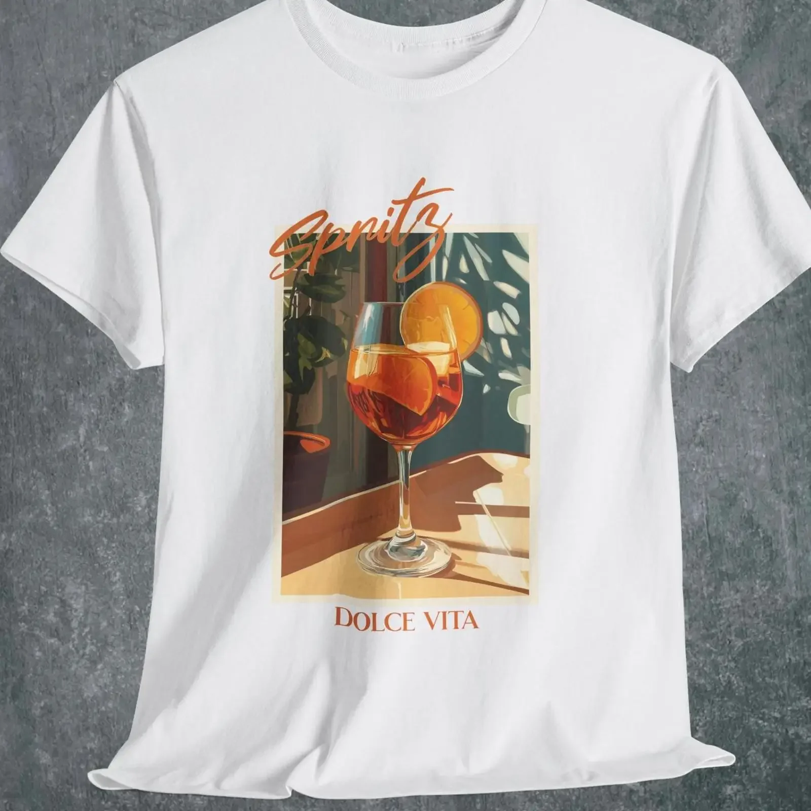 Cocktails shirt Spritz cocktail T Dolce Vita Italy summer vibes vintage Washed Top For Everyday Wear streetwear Slightly