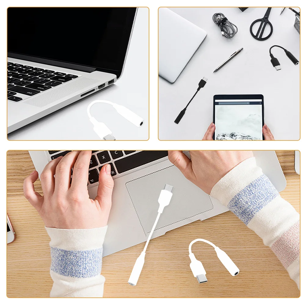 

6pcs Type- Adapter Cable 3.5Mm Headphone Converter Durable Earphone Adapter For Mobile Phones Tablets Travel Portable