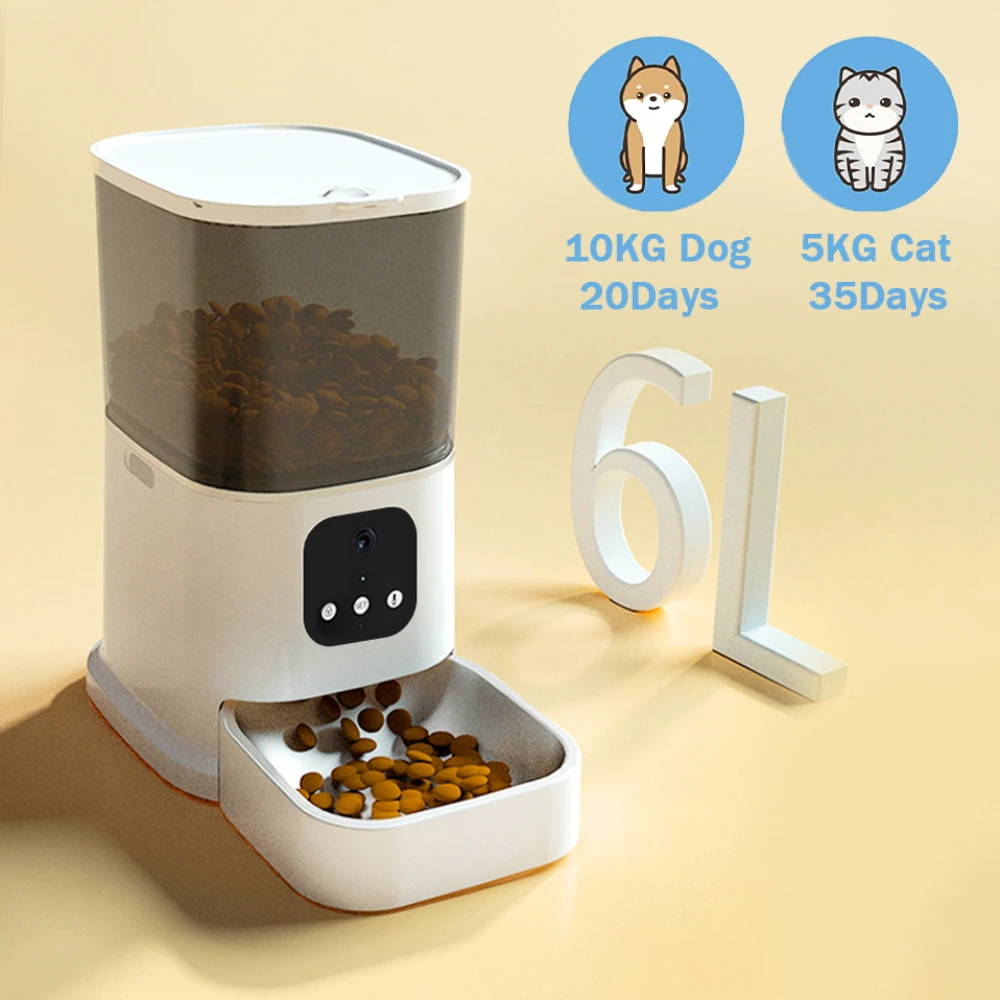 6l automatisches Katzenfutter Timing mit Kamera Video Smart Pet Feeder für Katzen hunde intelligente Trocken futter Spender Voice Recorde Bowl