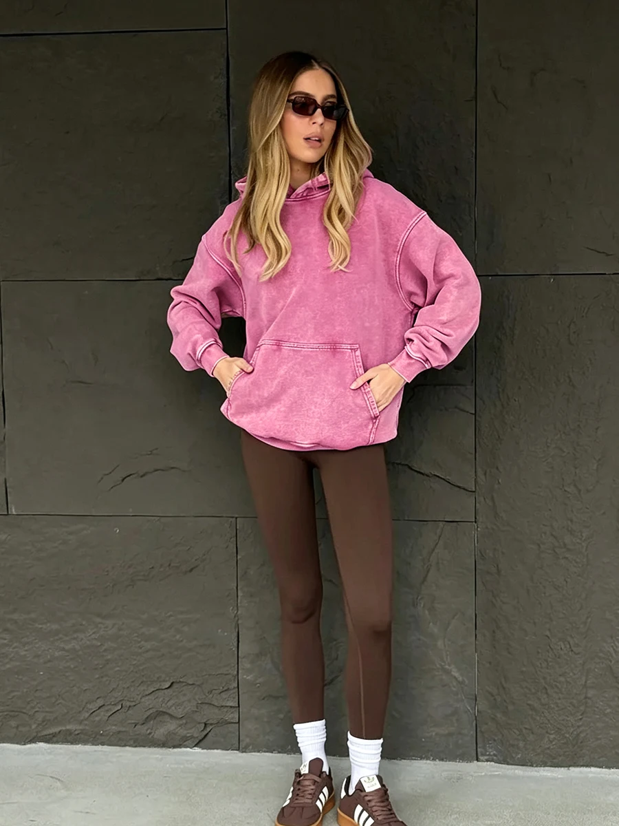 Wolfeel Women's Hooded Sweatshirt Set Long Sleeved Pullover Hooded Sweatshirt Loose Fit Casual Spring and Autumn Sportswear