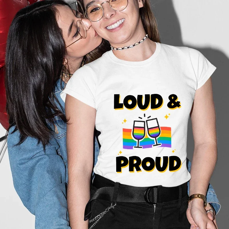 LGBT Loud and Proud T Shirt Cheers for Love Wins Tees Lesbian Gay Shirts for Pride Parade Bisexual Trans Tops Tee Pride Month