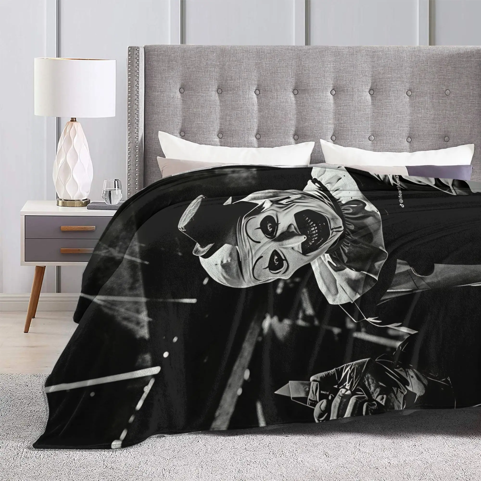 Terrifier 4 Halloween Blanket Quality Warm Soft Horron Throw Blanket Winter Kids Adult Couch Chair Sofa Bed Funny Bedspread