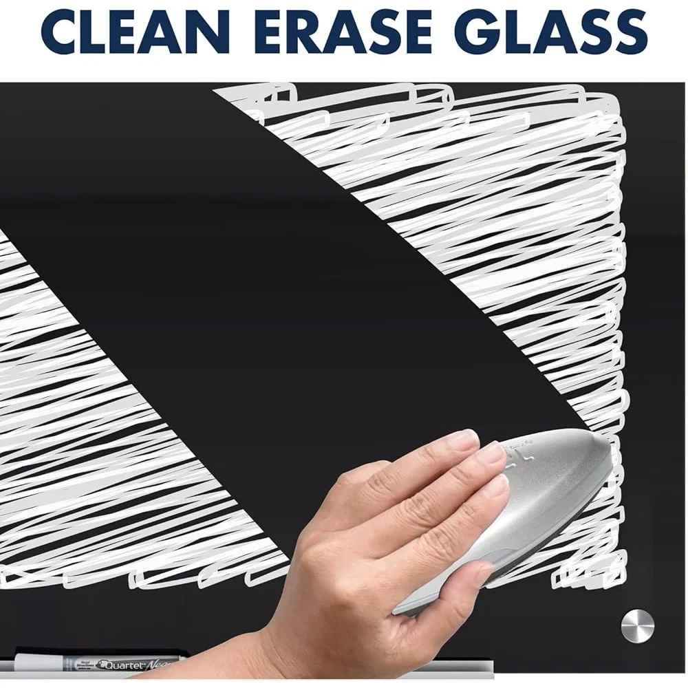 Magnetic Dry Erase Glass Whiteboard Office Meeting Board Frameless Design High Power Magnets Accessory Tray Included