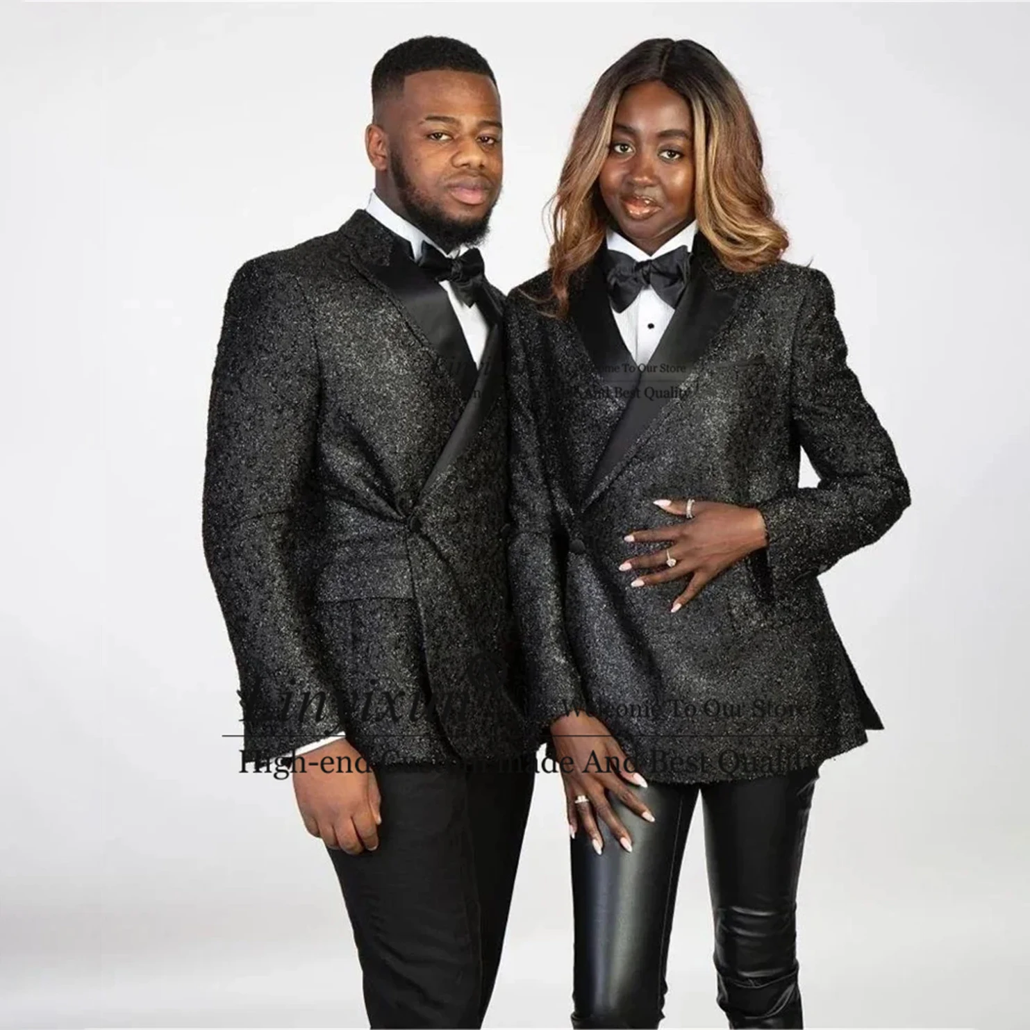 

Shiny Sequins Mens Suit &Suit Women Double Breasted Wedding Tuxedos Groomsmen Blazer 2 Pieces Sets (Jacket+Pants) Suit Women