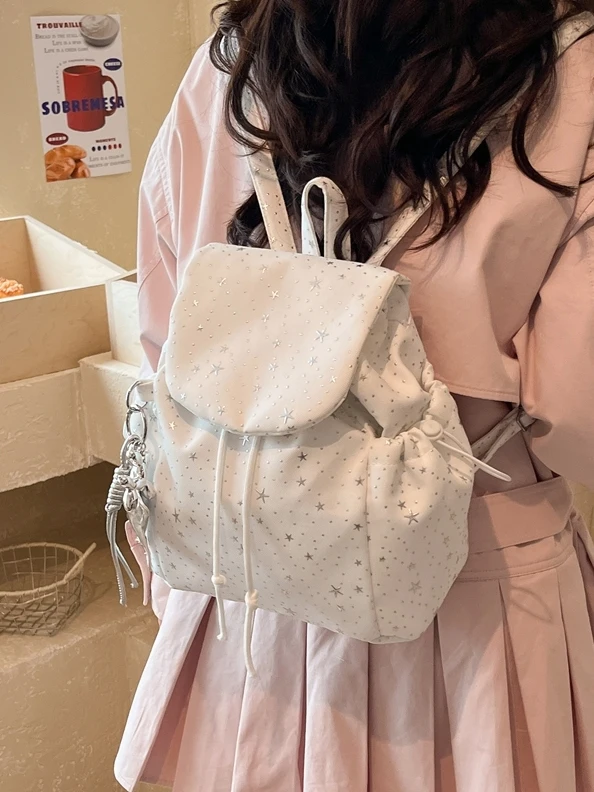 Korean Style Star Print Dual Shoulder Bag Lightweight Travel Commuting Women's Backpack Fashionable Versatile 2026 New Model