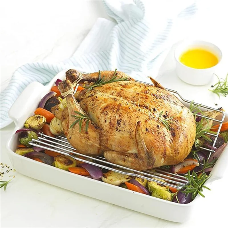 KYCOR-Türkei Rack Türkei Röster, verstellbare Röstenpfanne aus Edelstahl, V-förmiges Rippbräteregal