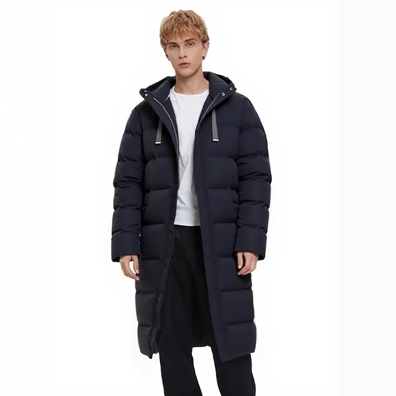 

Новая мужская простая однотонная хлопковая куртка средней длины с капюшоном на хлопковой подкладке