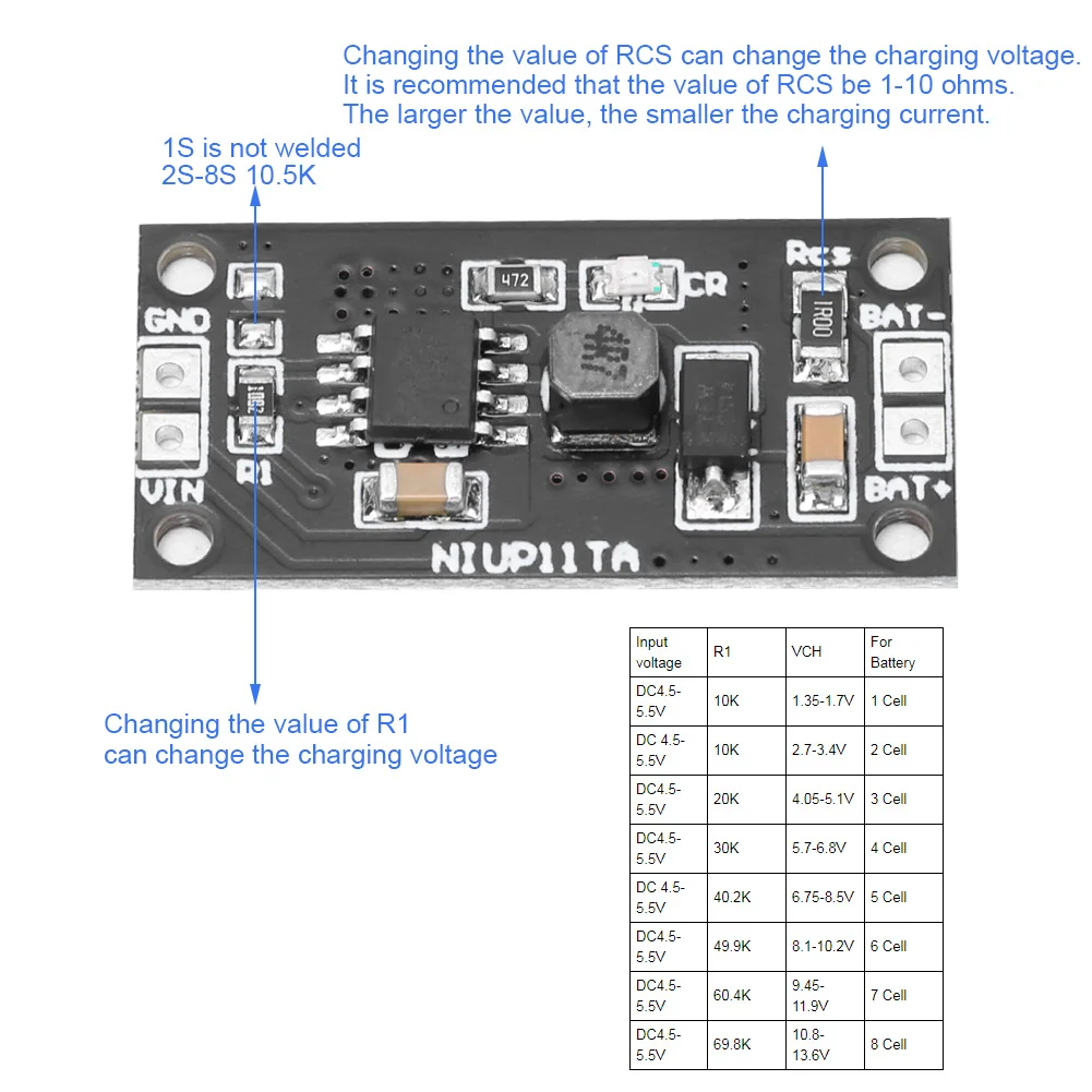 2Pcs 충전 모듈 1-8 셀 니켈-카드뮴 니켈-금속 수소화물 배터리 충전기 전자 부품 4S 1 셀