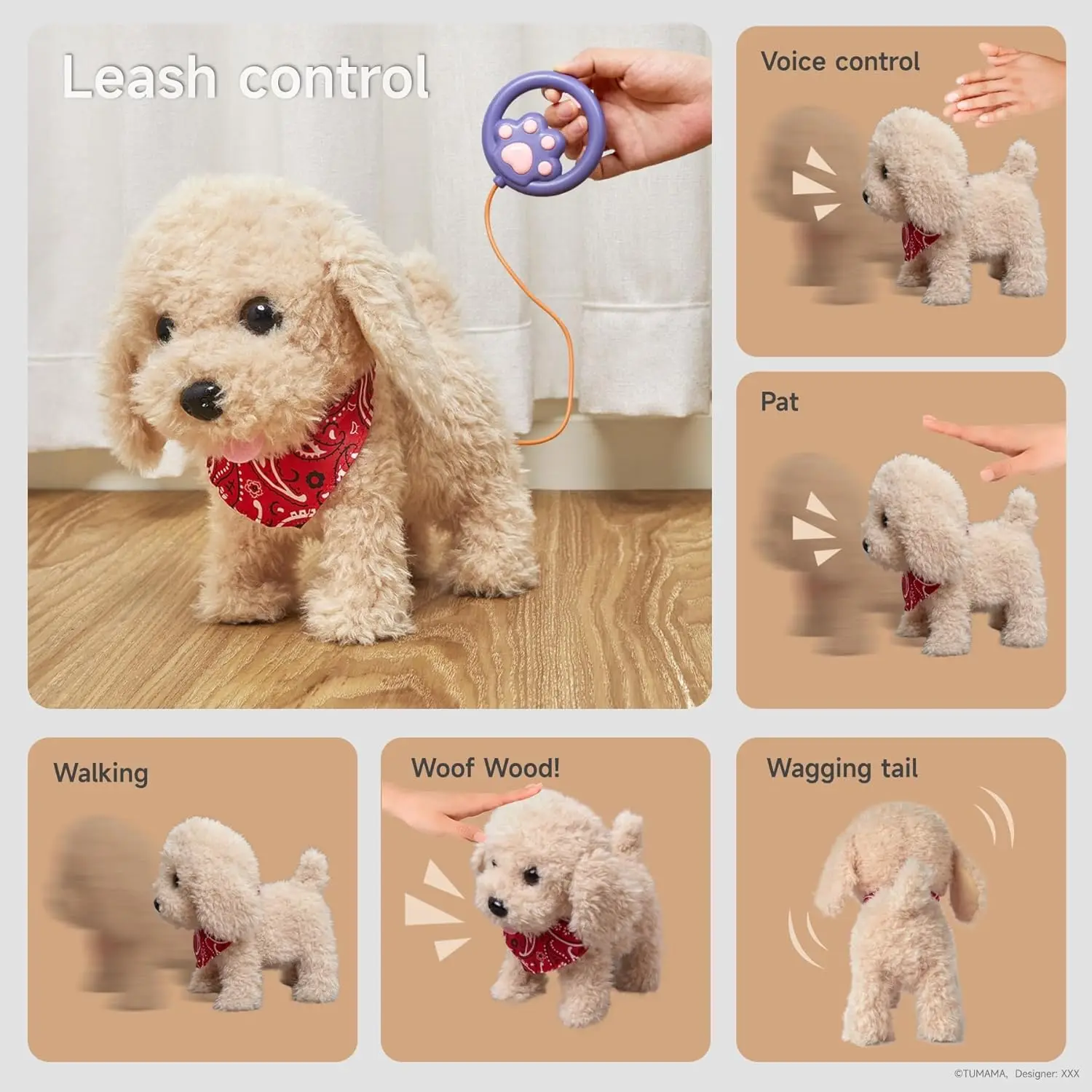 Jouet électronique en peluche pour chien, chiot, jouets interactifs amusants, promenades, aboiements, secouer la queue, habiller, Animal en peluche réaliste, cadeau pour filles