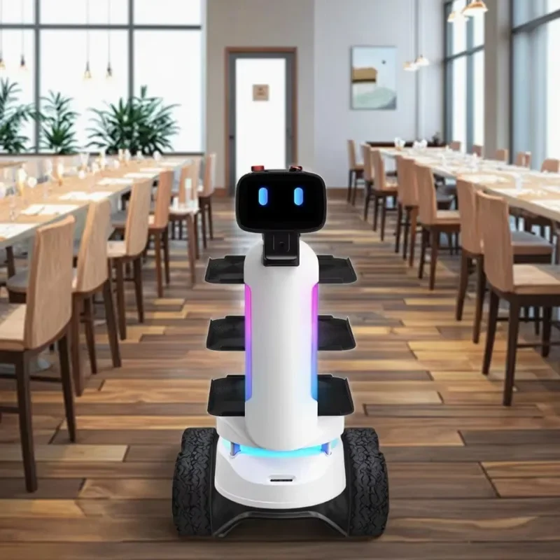 Robot de entrega comercial con sensor inteligente para evitar obstáculos con diseño humanoide