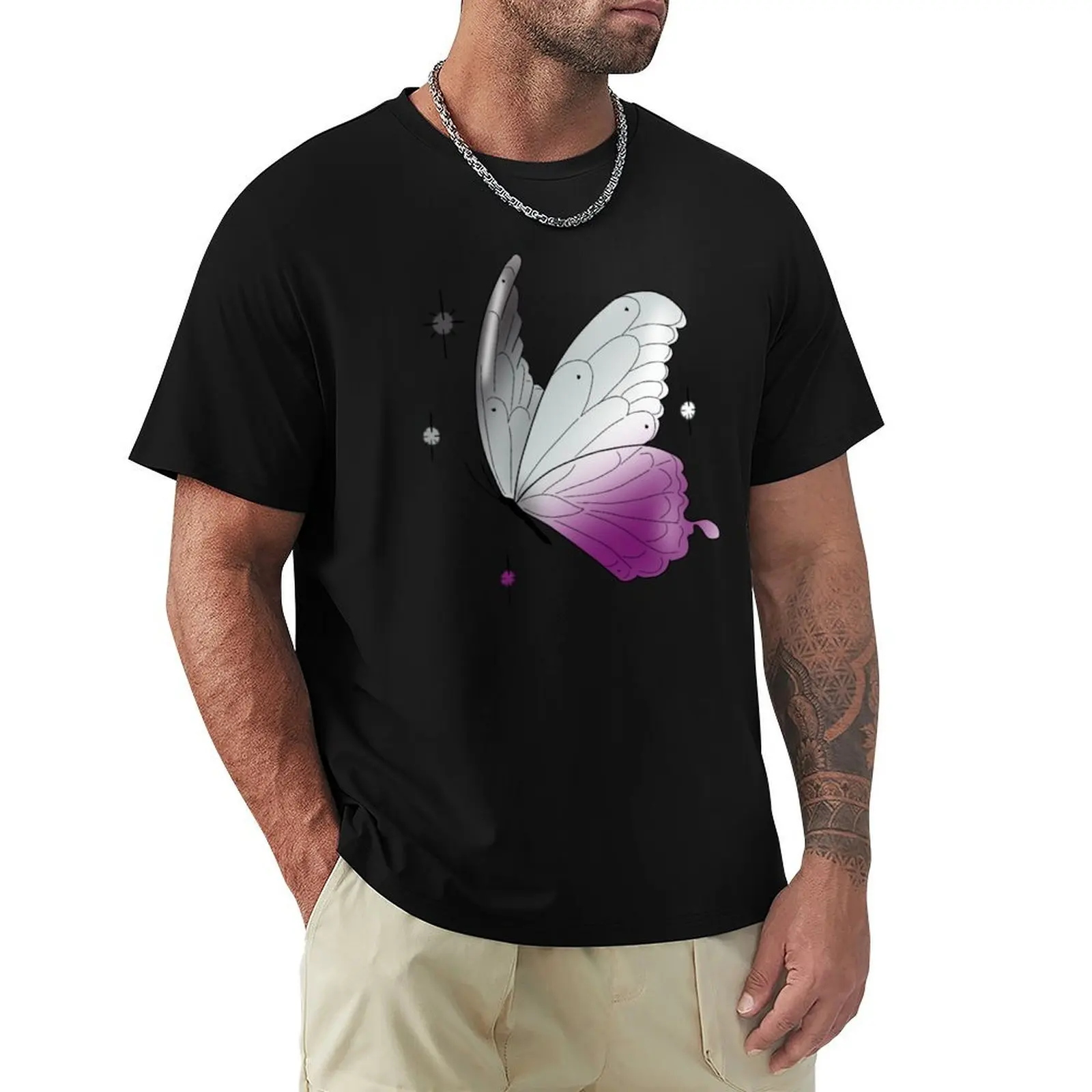 

Subtle asexual butterfly T-Shirt man clothes summer tops mens white t shirts
