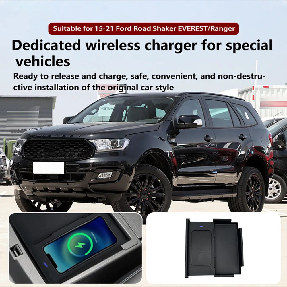 New Model Wireless Charger For Ford Ranger 2015-2021 Mobile Phone USB Charging Pad Accessories For iPhone Xiaomi Samsung ETC.