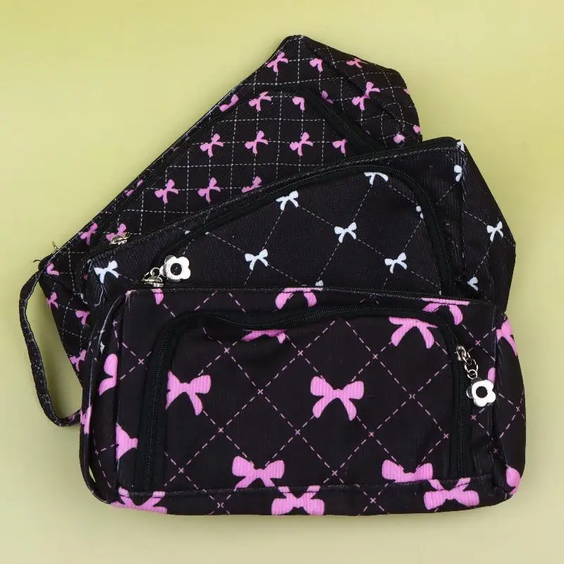 Fashion Bow Pencil Case Multifunctional Big Capacity Canvas Pencil Pouch School Supplies Students Storage Bag Stationery Box
