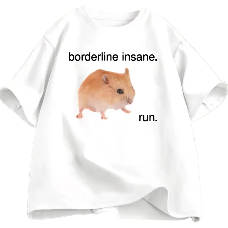 Drôle Hamster Meme t-shirt Borderline Insane Run Animal graphique t-shirt humoristique adulte t-shirt à manches courtes t-shirts vêtements masculins