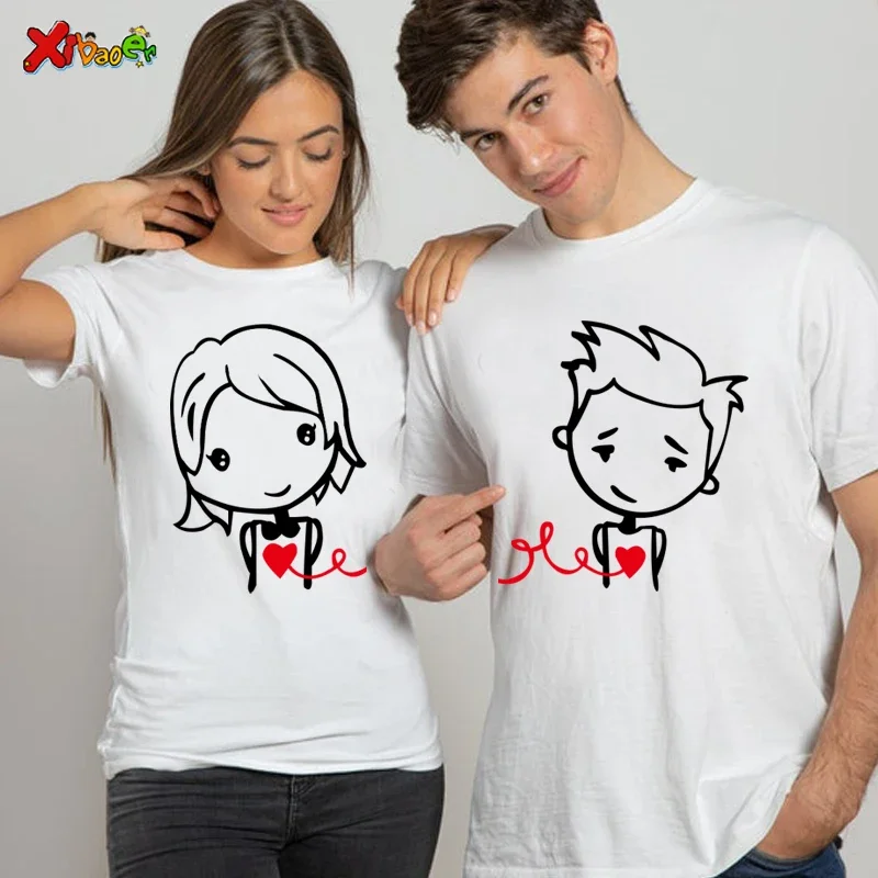 Valentine Shirts Couple Outfits Lover Matching Valentines Day Clothing Summer Holidays Matching Man Woman Couples Tees Tshirts