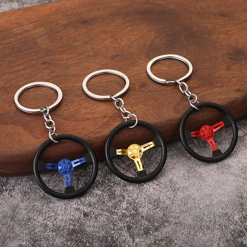 Competitive Racing Steering Wheel Design Keychain Creative Zinc Alloy Splicing Keychain for Car Enthusiasts