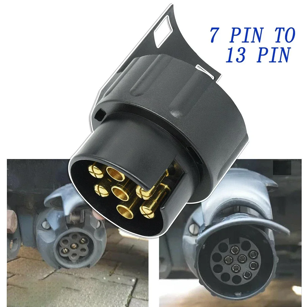 Adaptador de enchufe de 7 pines a 13 Pines, conectores de remolque de 12V, barras de remolque, enchufes impermeables, adaptadores de enchufe, accesorio para coche, camión y caravana